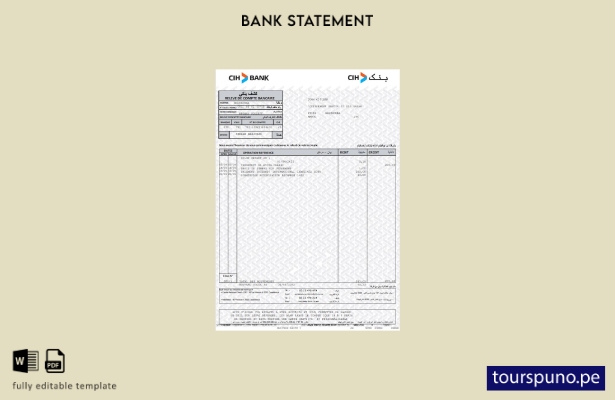 listo para imprimir plantilla de word   extracto bancario CIH de Marruecos